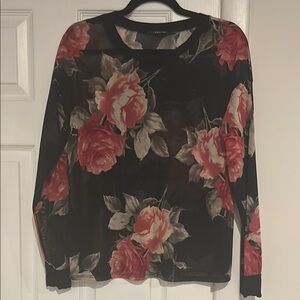 H&M Black and Pink Graphic Blouse